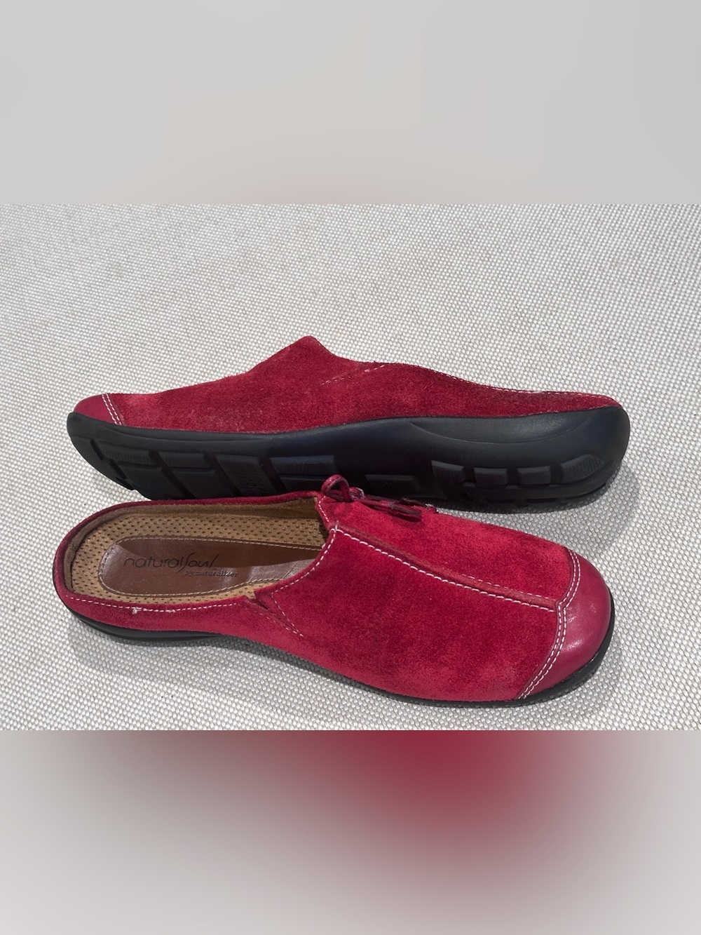 NATURAL SOUL size 8.5 Naturalizer Suede Red Slip-On Leather Comfort Loafer NEW - Picture 7 of 13